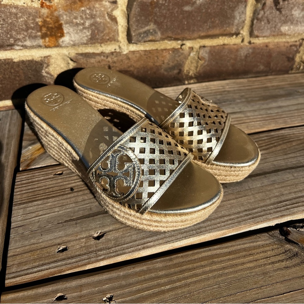 Women's Tory Burch Wedge Slide Sandal, Size 7.5 Gold
